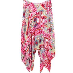Lola P Skirt XL Tribal Boho Asymmetrical Pull On